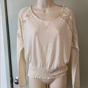 Free People Scoop Neck Cream Light Sweater